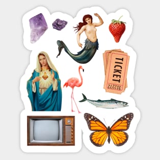 Random collage of vintage images Sticker